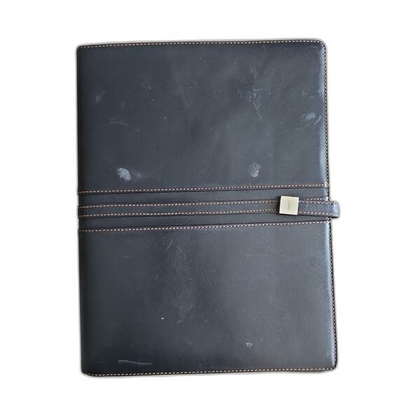 Lodis Black Leather Folio Notebook Organizer Magnetic Closure 12 in x 9 in - Picture 1 of 15